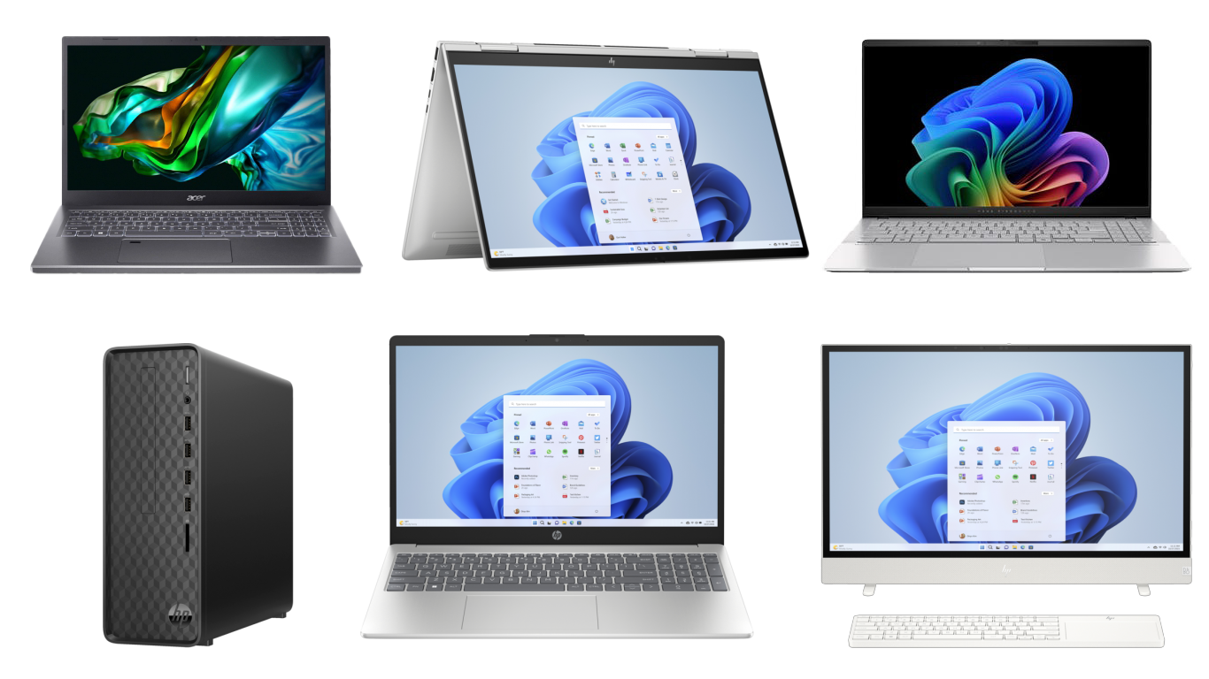 Assortiment computers en laptops.